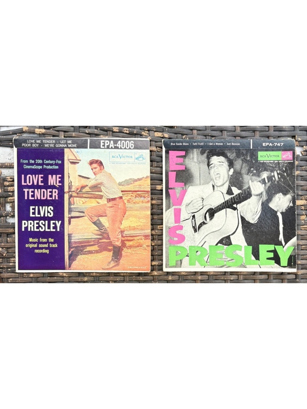 1956 org indianapolis first pressing of Elvis’s self-titled 7” and soundtrack 7”